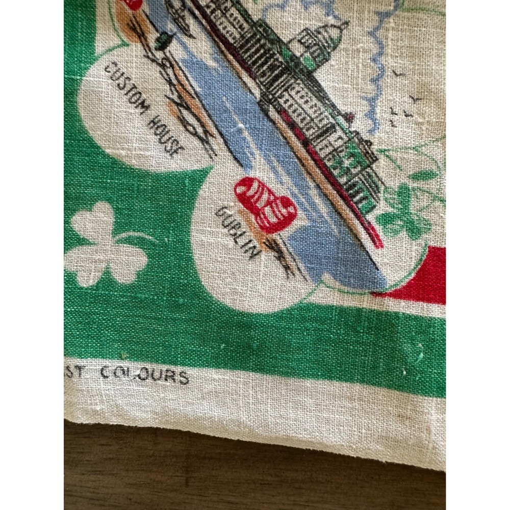 Vintage Pure Irish Linen Tea Towel Map of Ireland Souvenir, Mid-Century - Picture 4 of 4